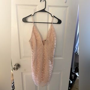 Forever 21 Pink Vneck Crochet Knit Dress